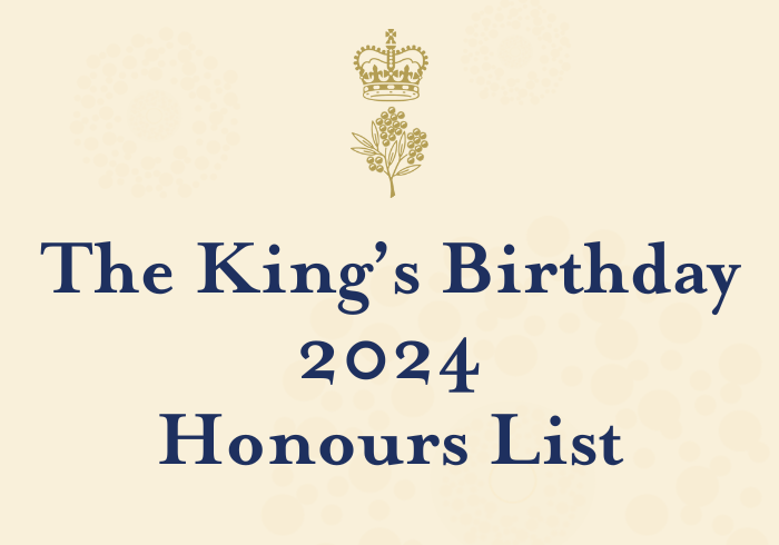 a tile that says 'The King's Birthday 2024 Honours List