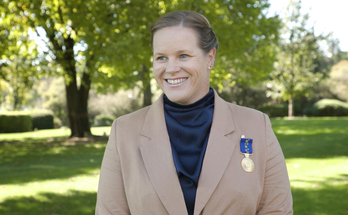 Kyira Cox OAM still taken from interview after Investiture Ceremony.