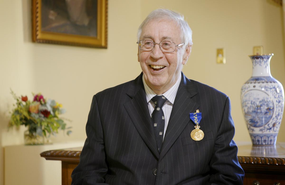 Colin Steele AM in the Queen's Sitting Room during Investiture Ceremony interview.